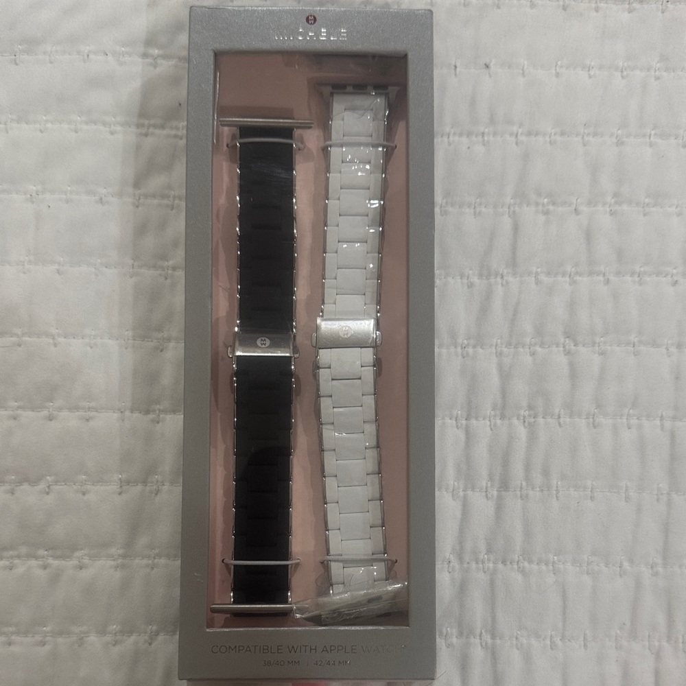 Michele Black and White Watch Band Set